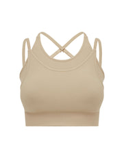 Premium Seamless Layered Crop - Taupe