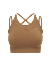 Premium Seamless Layered Crop - Toffee
