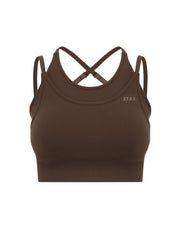 Premium Seamless Layered Crop - Cocoa