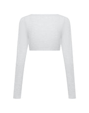 Square Neck Cropped Long Sleeve Airlyte - Grey Marle
