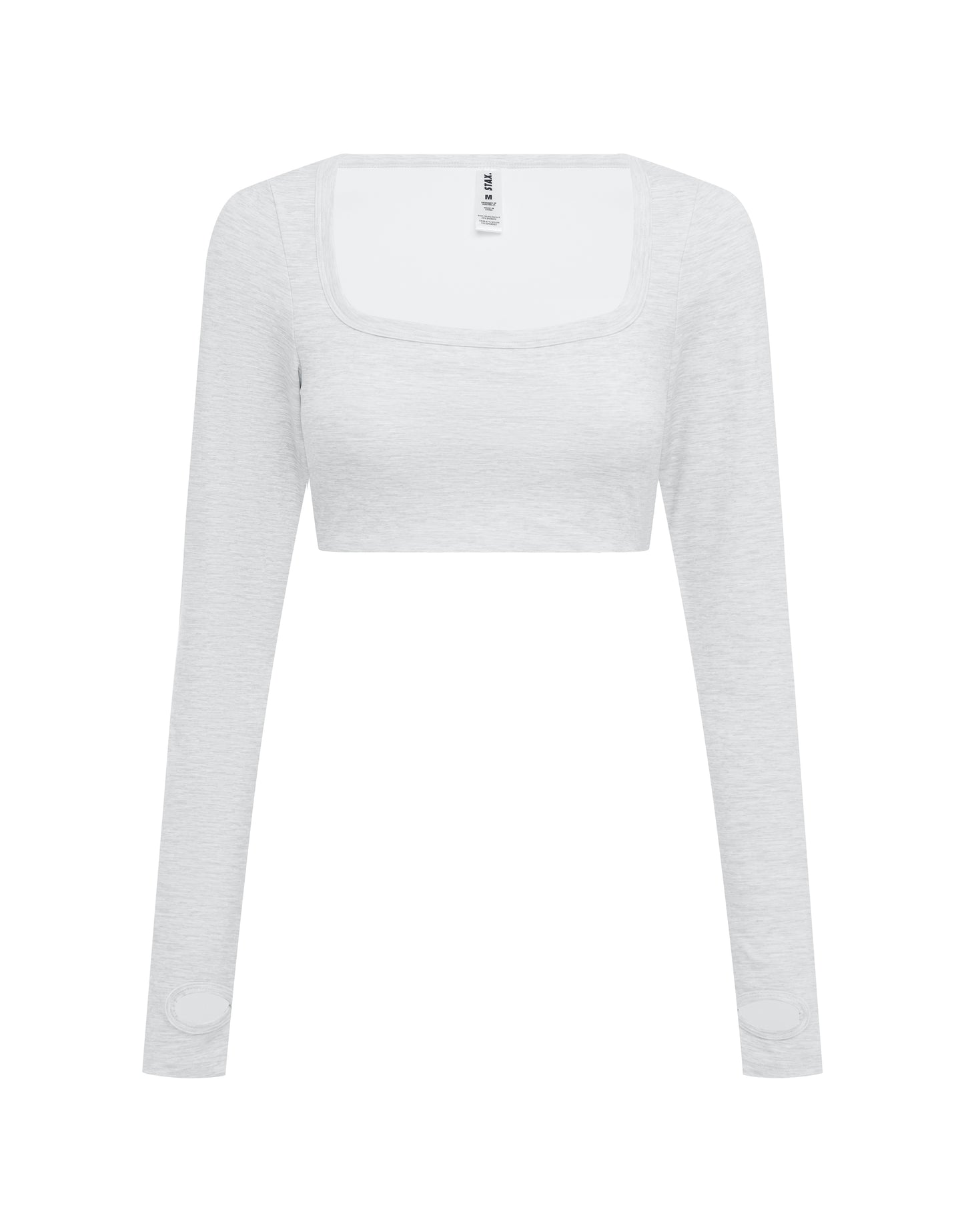 Square Neck Cropped Long Sleeve Airlyte - Grey Marle
