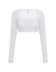 Square Neck Cropped Long Sleeve Airlyte - Grey Marle