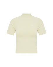 Premium Seamless High Neck Tee - Vanilla Essence