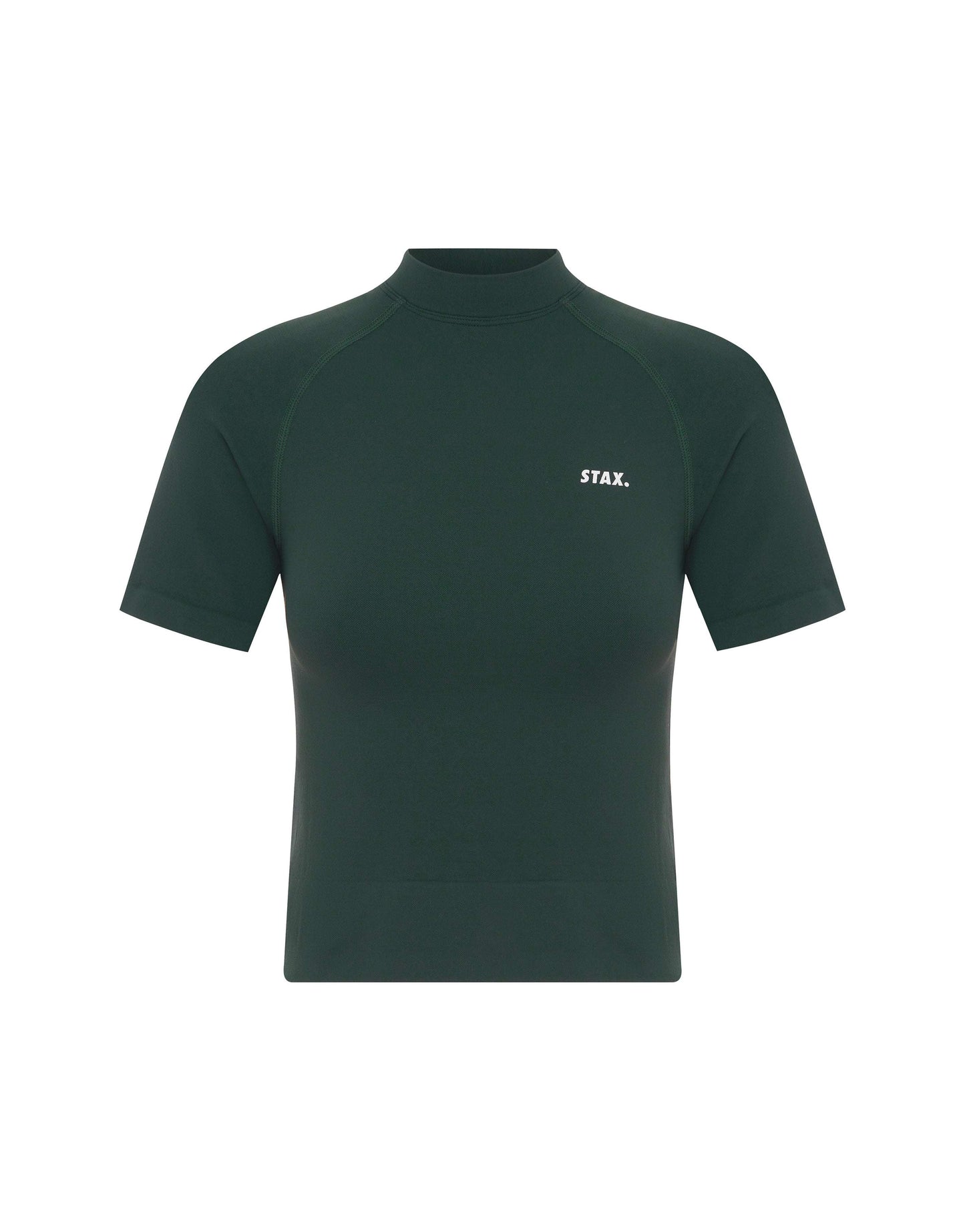 Premium Seamless High Neck Tee - Forest