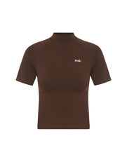 Premium Seamless High Neck Tee - Umber