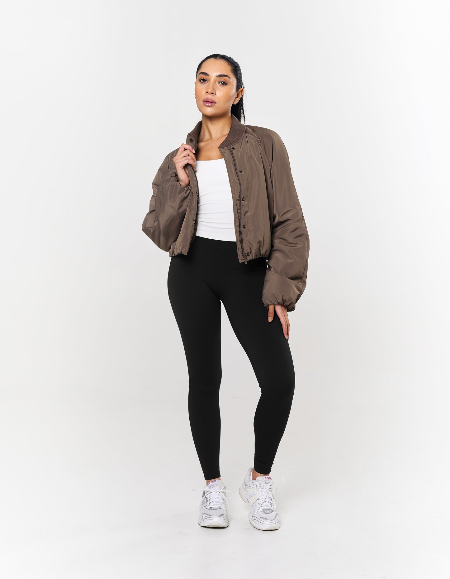 Cropped Bomber Jacket - Fossil