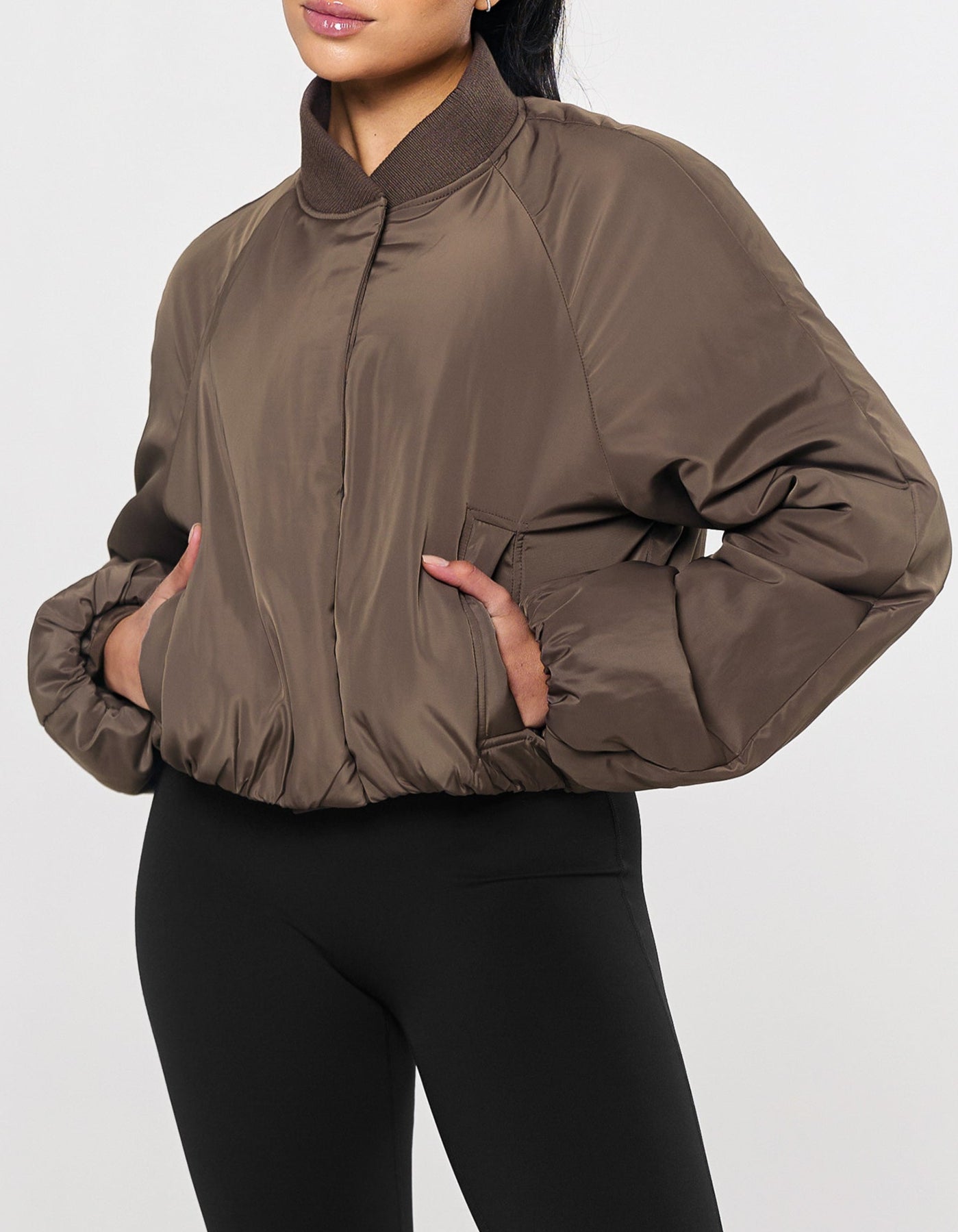 Cropped Bomber Jacket - Fossil