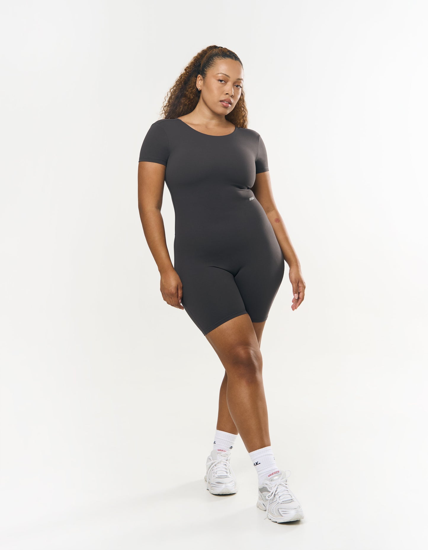 Short Sleeve Backless Bodysuit NANDEX™ - Slate Grey
