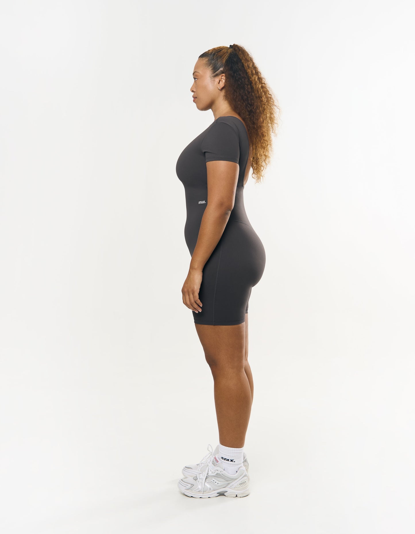Short Sleeve Backless Bodysuit NANDEX™ - Slate Grey