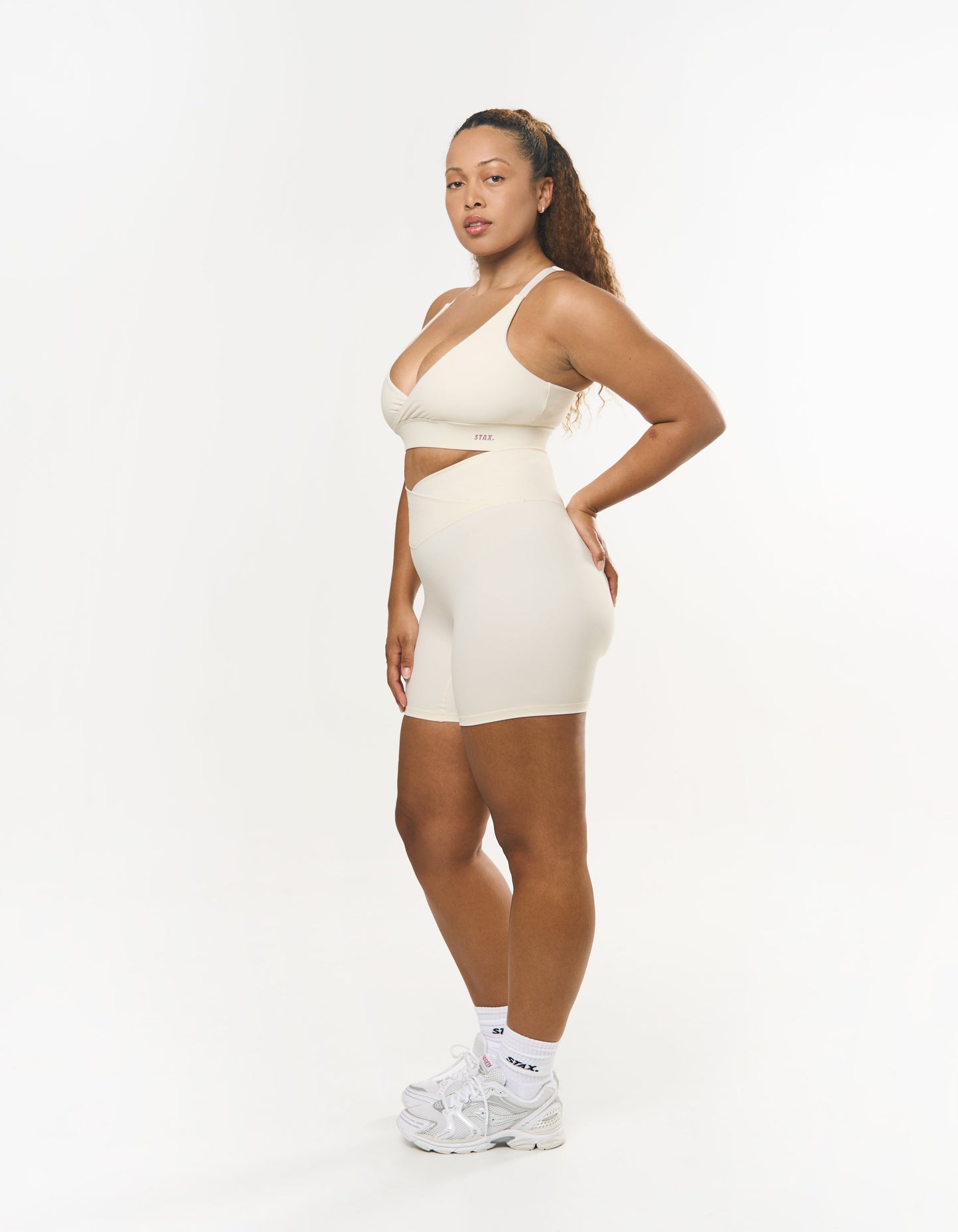 V Front Midi Bike Shorts NANDEX™ - Cream