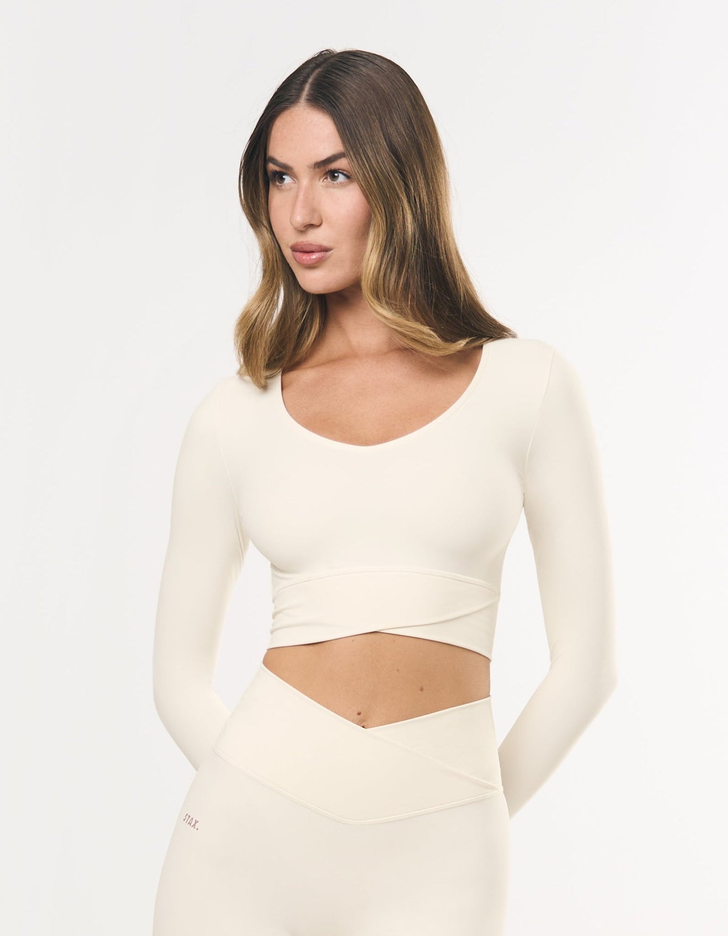 V front Cropped Long Sleeve NANDEX™ - Cream