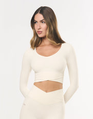 V front Cropped Long Sleeve NANDEX™ - Cream