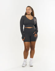 V front Cropped Long Sleeve NANDEX™ - Slate Grey