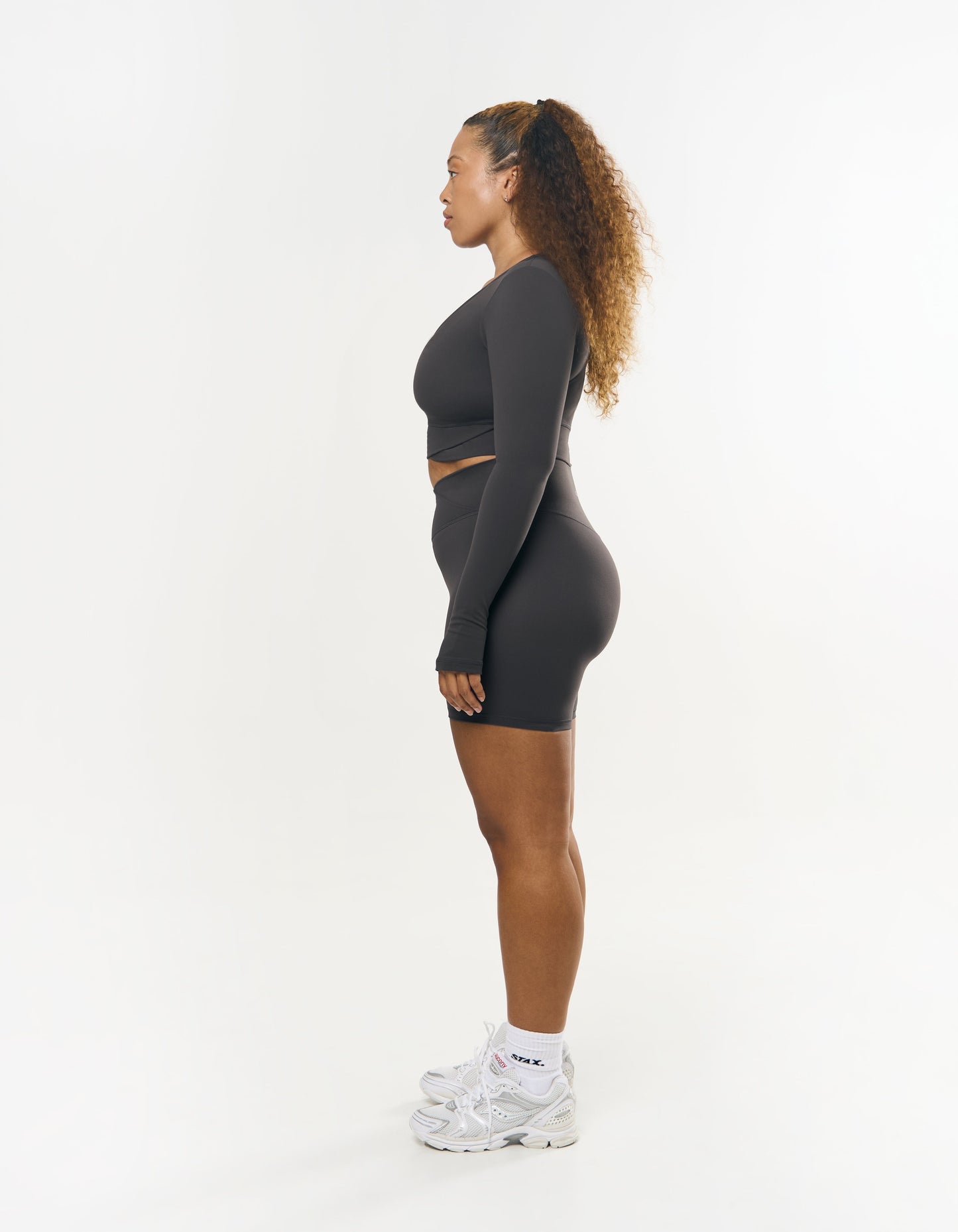 V front Cropped Long Sleeve NANDEX™ - Slate Grey