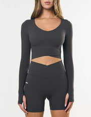 V front Cropped Long Sleeve NANDEX™ - Slate Grey
