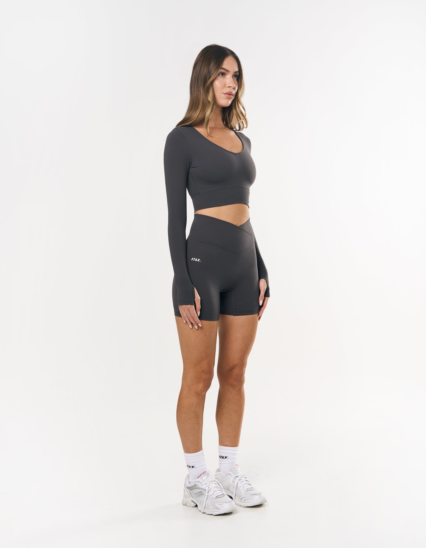 V Front Midi Bike Shorts NANDEX™ - Slate Grey