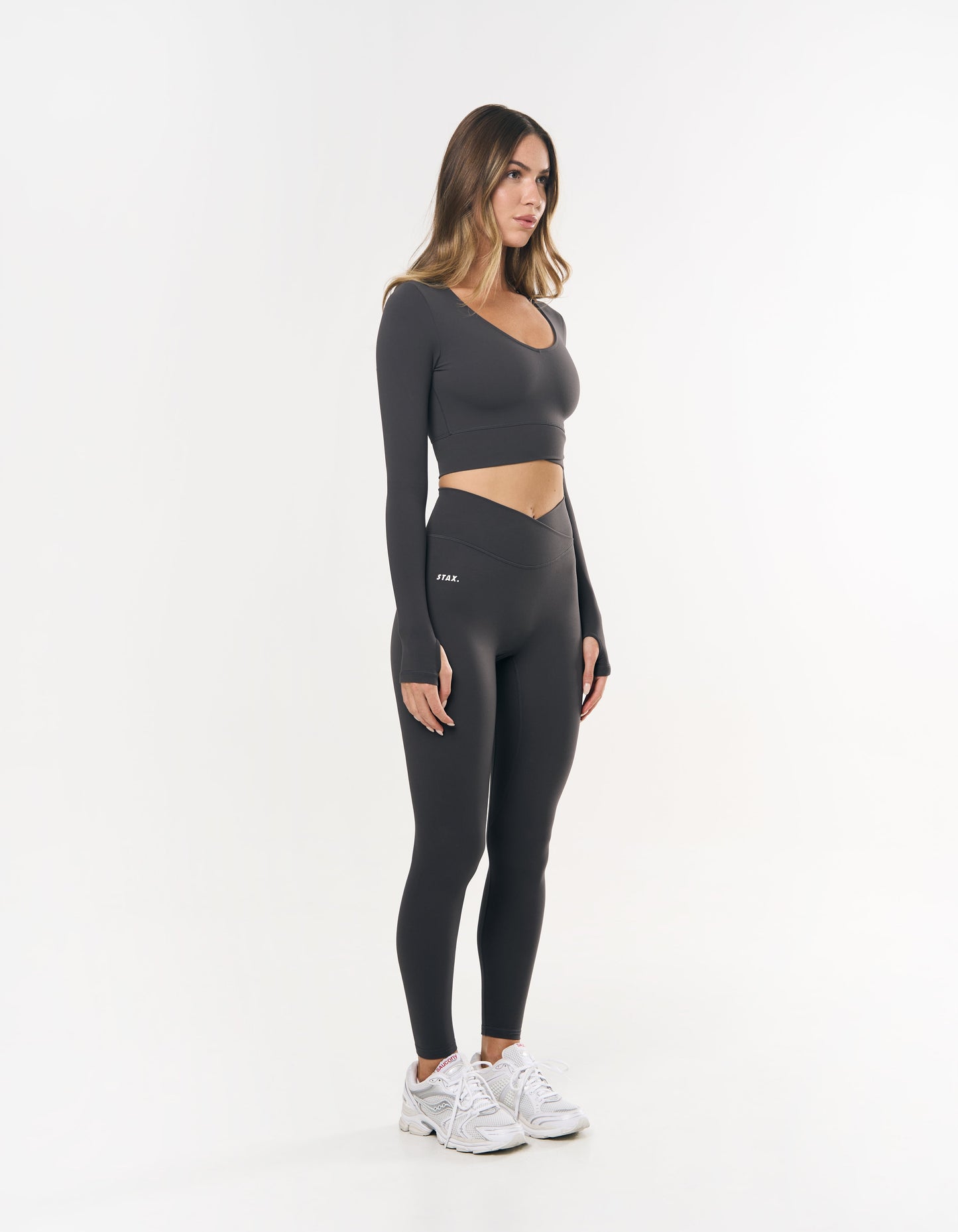 V front Cropped Long Sleeve NANDEX™ - Slate Grey