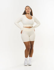 V front Cropped Long Sleeve NANDEX™ - Cream