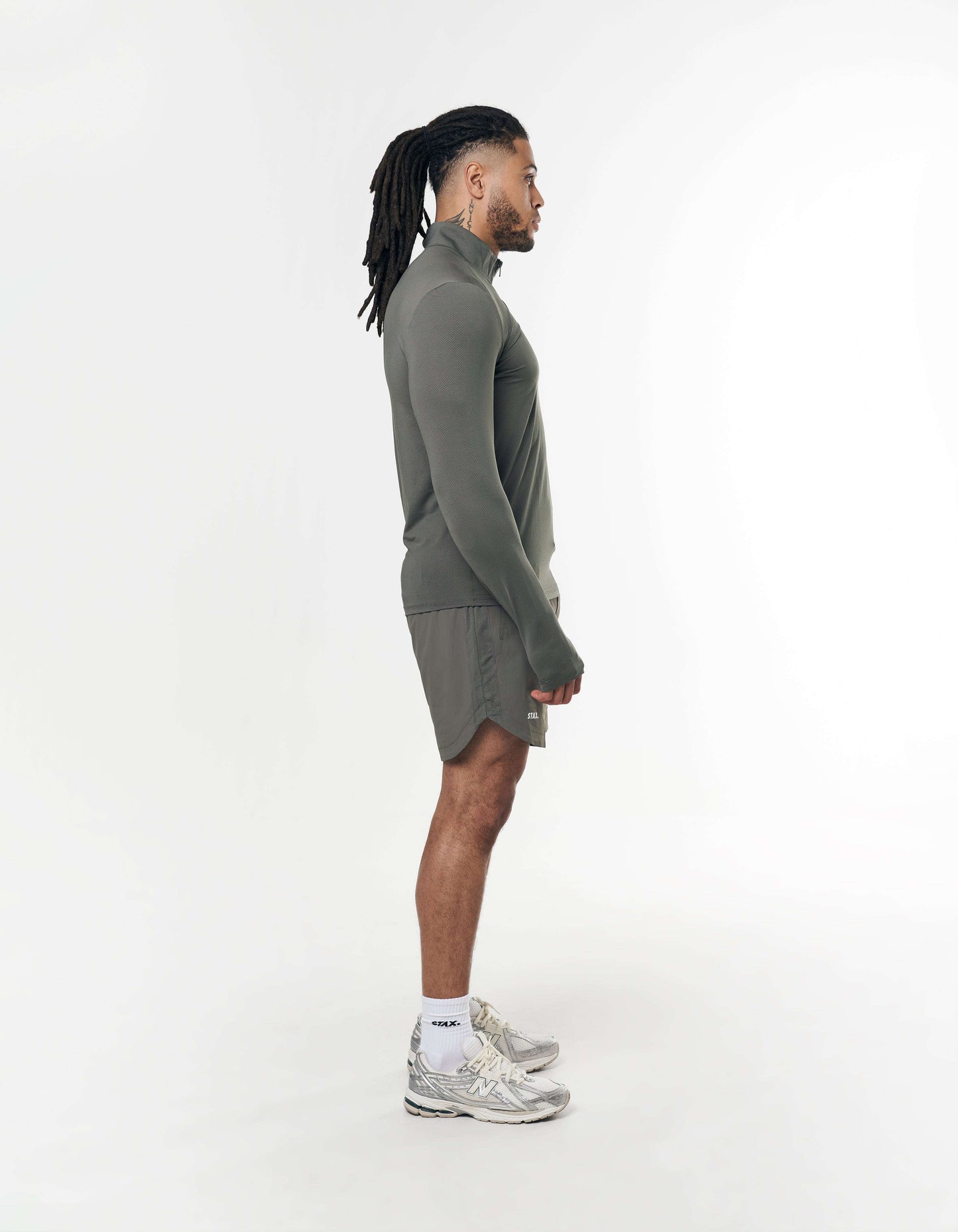 Mens Sport 1/4 Zip Long Sleeve - Grey