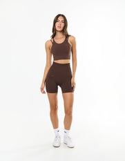 Premium Seamless Midi Bike Shorts - Cocoa
