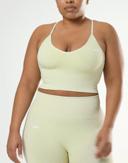 Premium Seamless Strappy Crop - Vanilla Essence