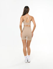 Premium Seamless Midi Bike Shorts - Taupe