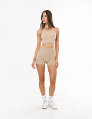 Premium Seamless Mini Bike Shorts - Taupe