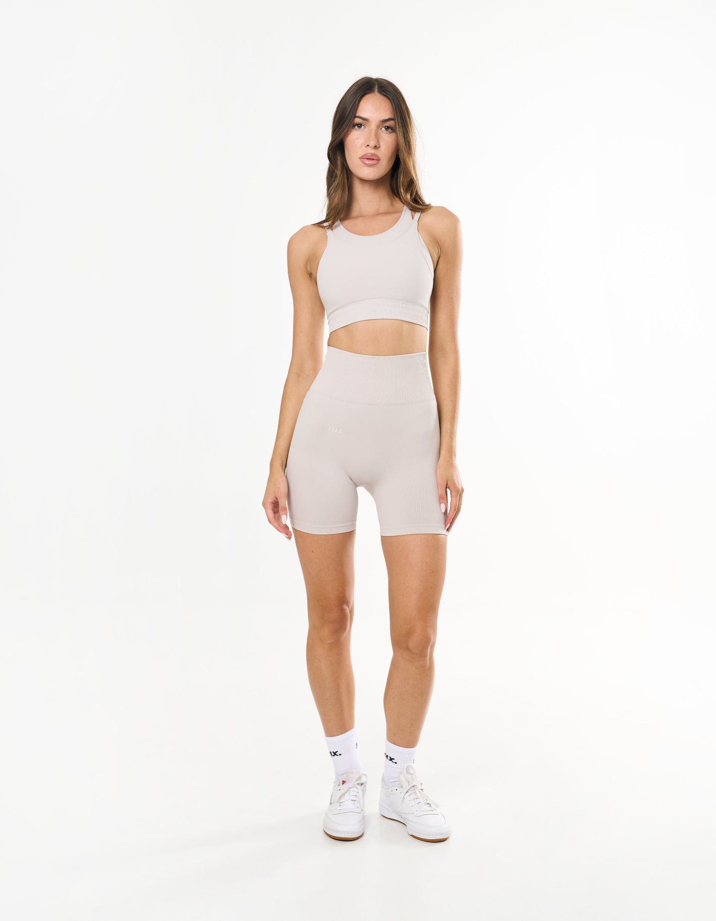 Premium Seamless Midi Bike Shorts - Bone