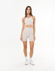 Premium Seamless Midi Bike Shorts - Bone