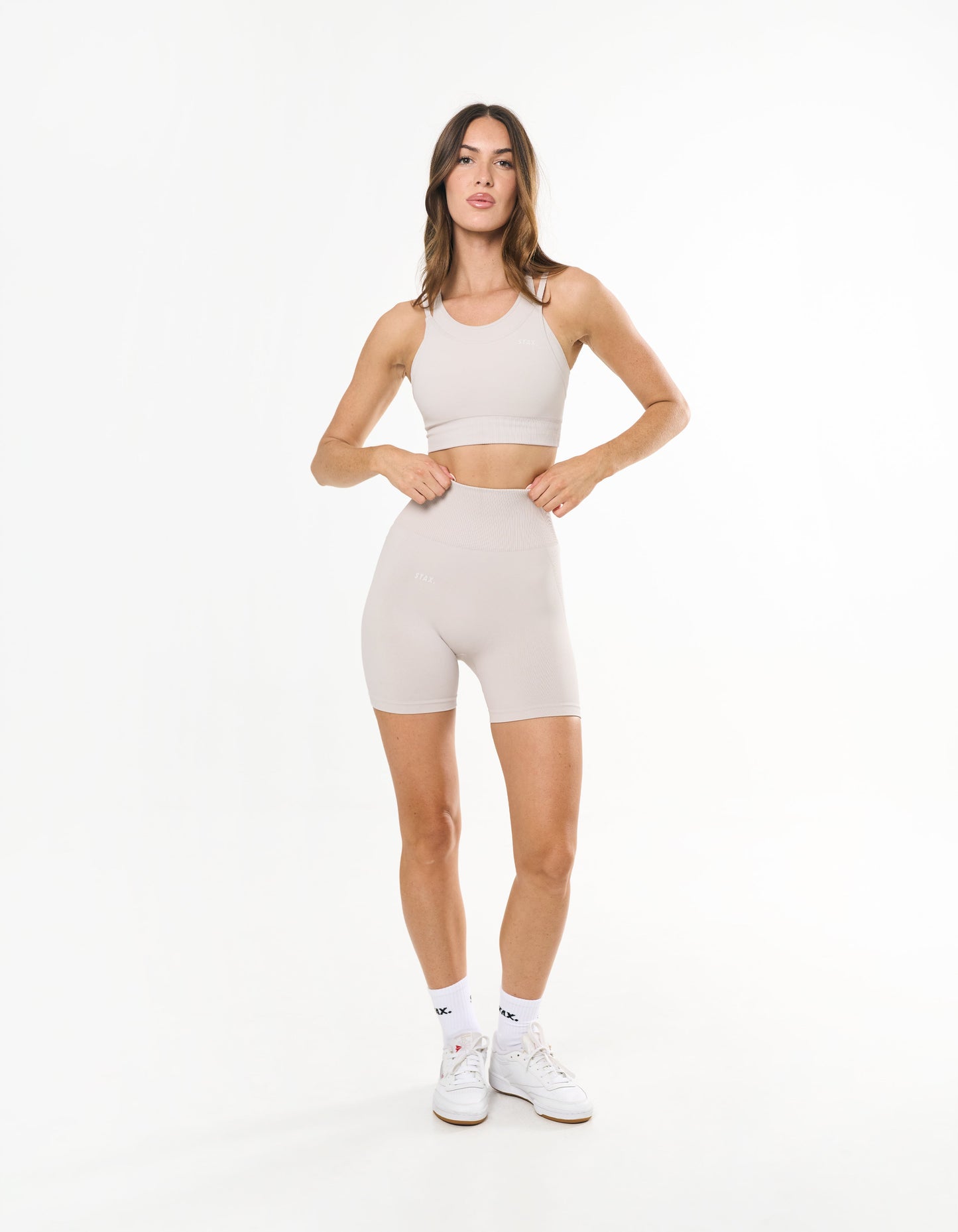 Premium Seamless Midi Bike Shorts - Bone