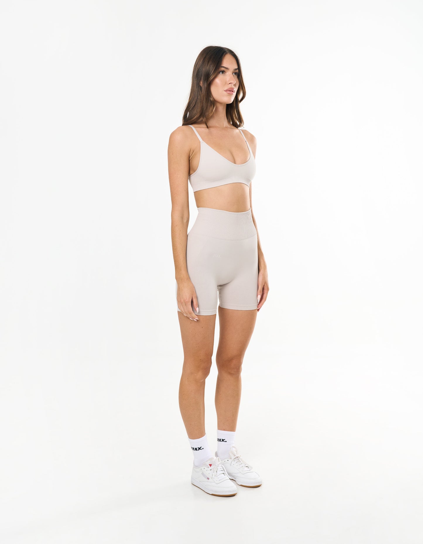 Premium Seamless Midi Bike Shorts - Bone