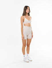 Premium Seamless Midi Bike Shorts - Bone
