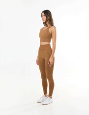 Premium Seamless Layered Crop - Toffee