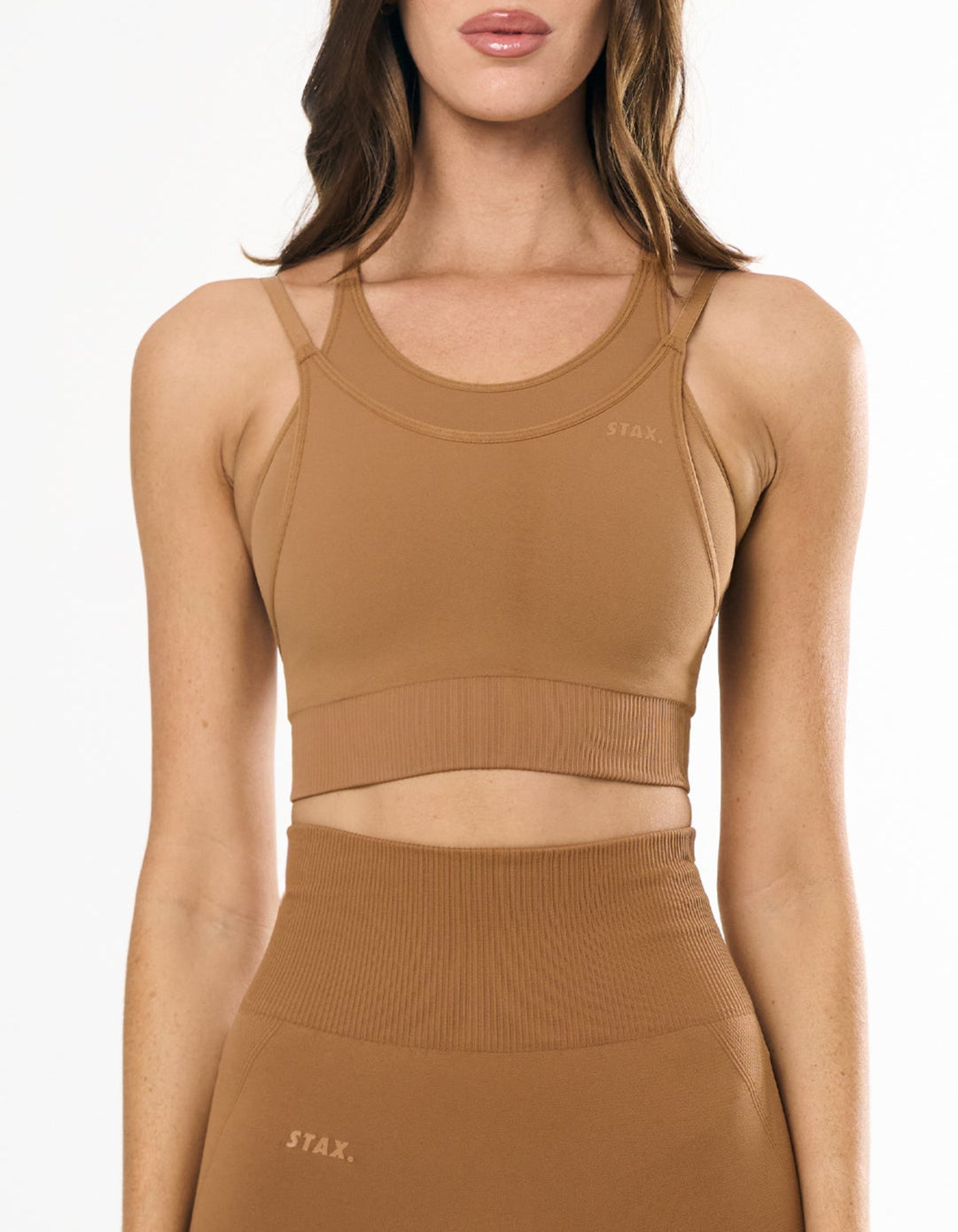 Premium Seamless Layered Crop - Toffee