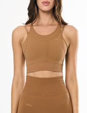 Premium Seamless Layered Crop - Toffee
