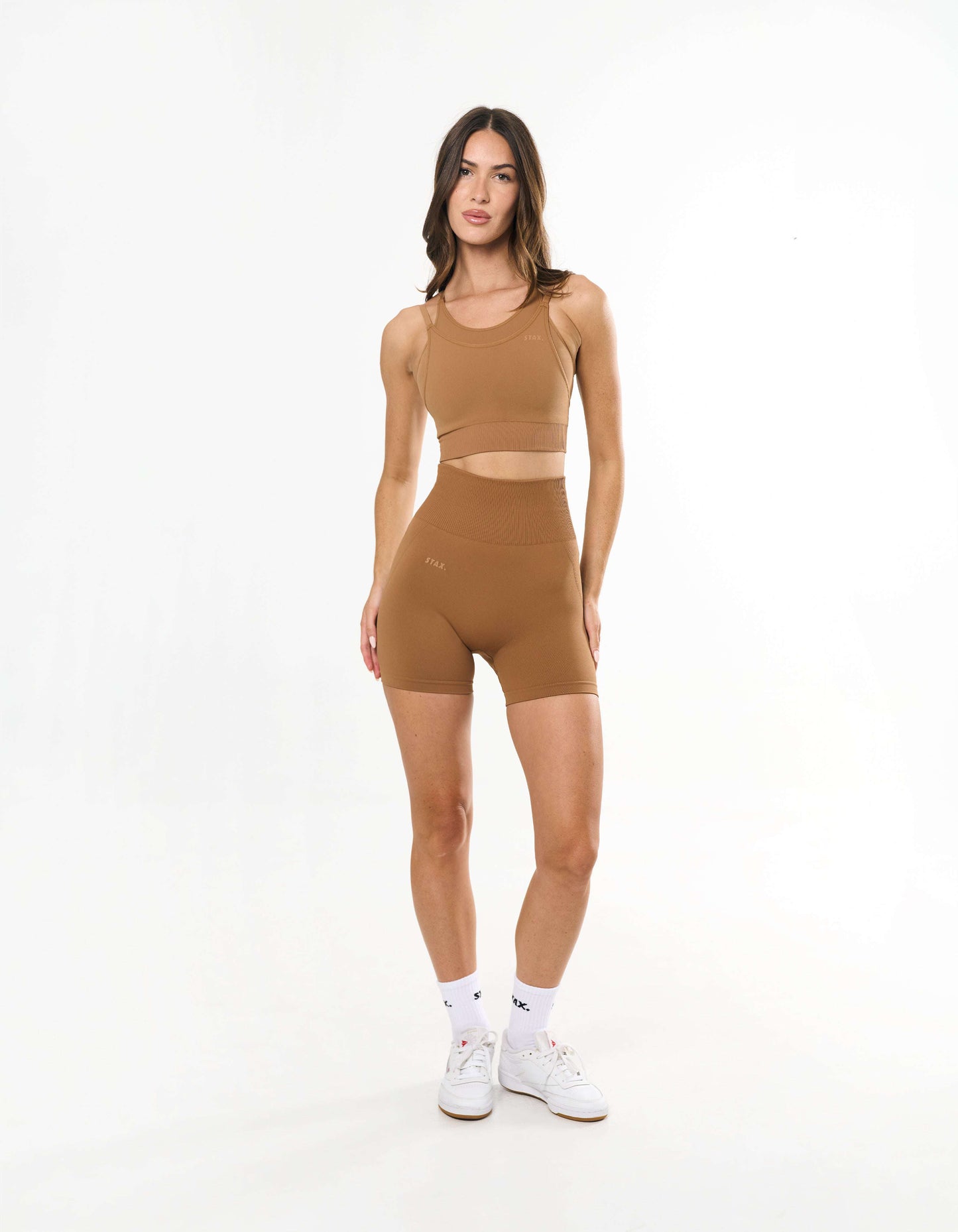 Premium Seamless Midi Bike Shorts - Toffee