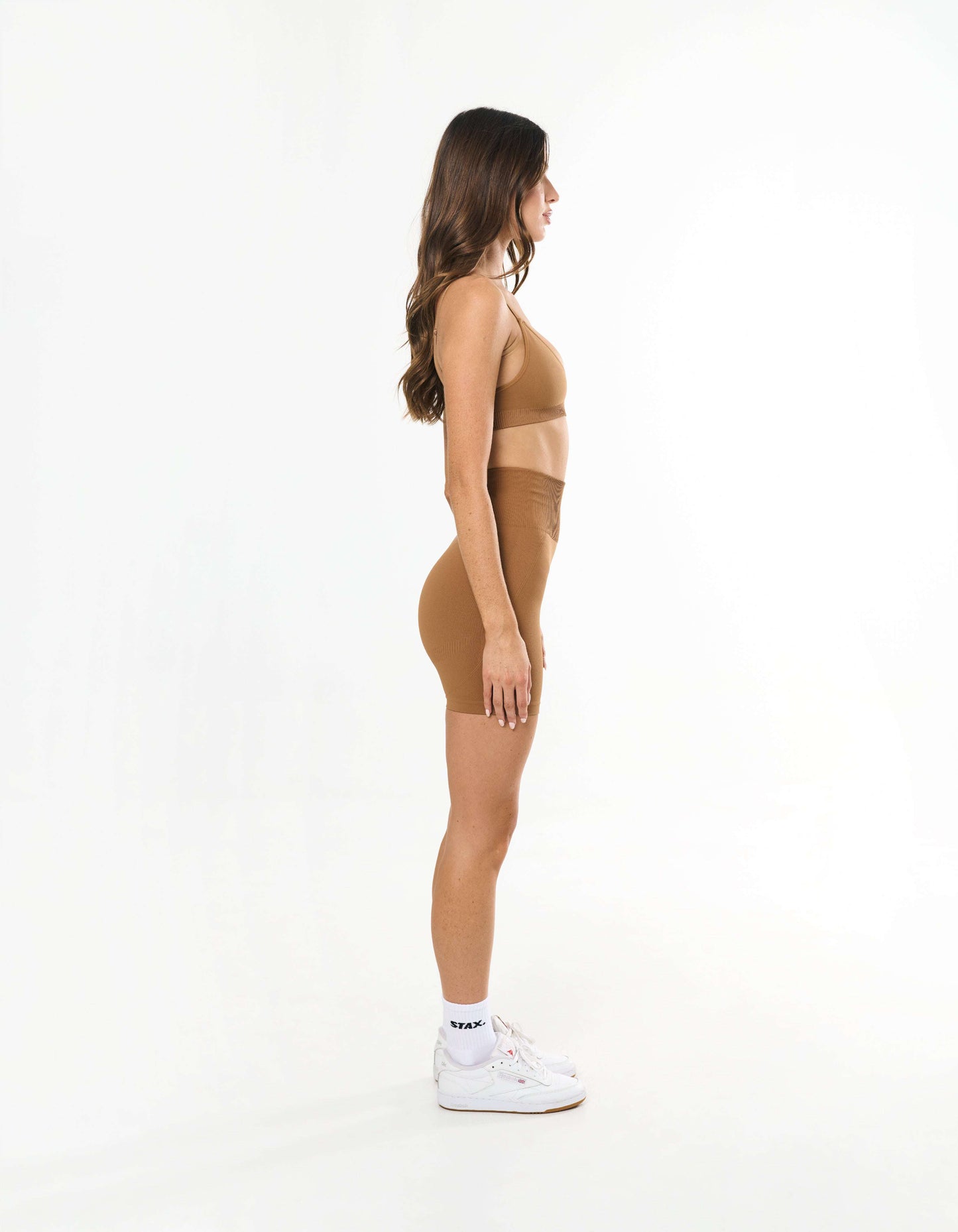 Premium Seamless Midi Bike Shorts - Toffee