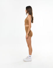 Premium Seamless Layered Crop - Toffee