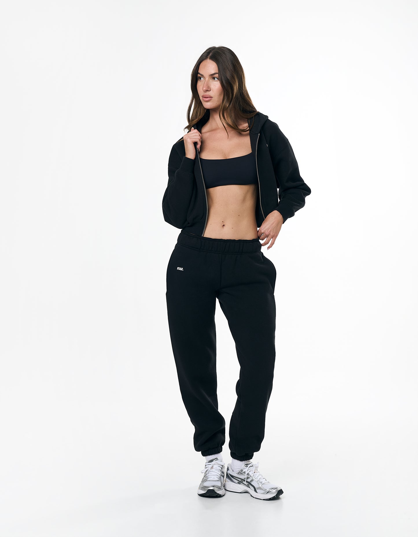 Cropped Zip Hoodie Solfleece® - Black