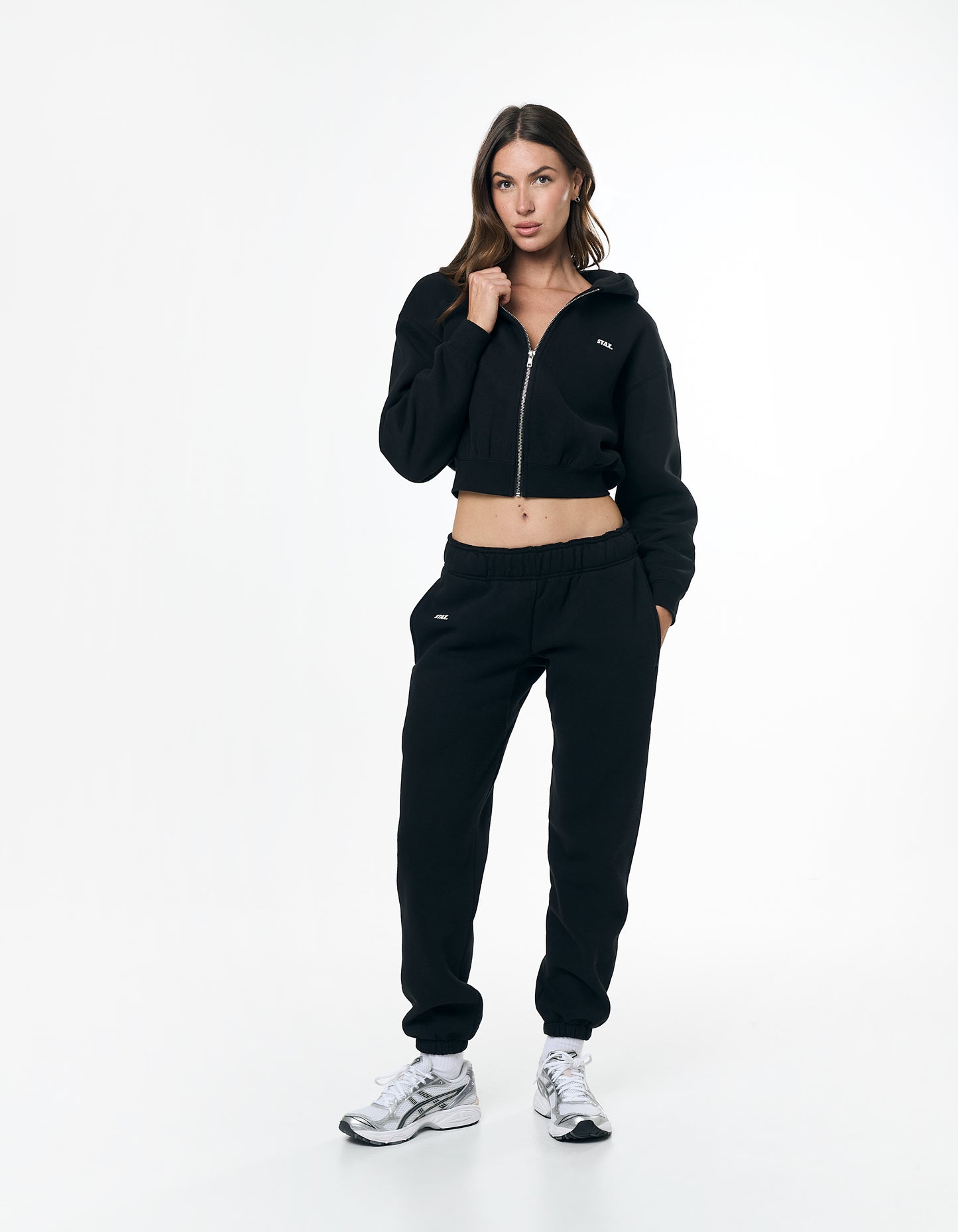 Cropped Zip Hoodie Solfleece® - Black