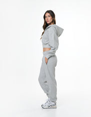 Cropped Zip Hoodie Solfleece® - Grey Marle