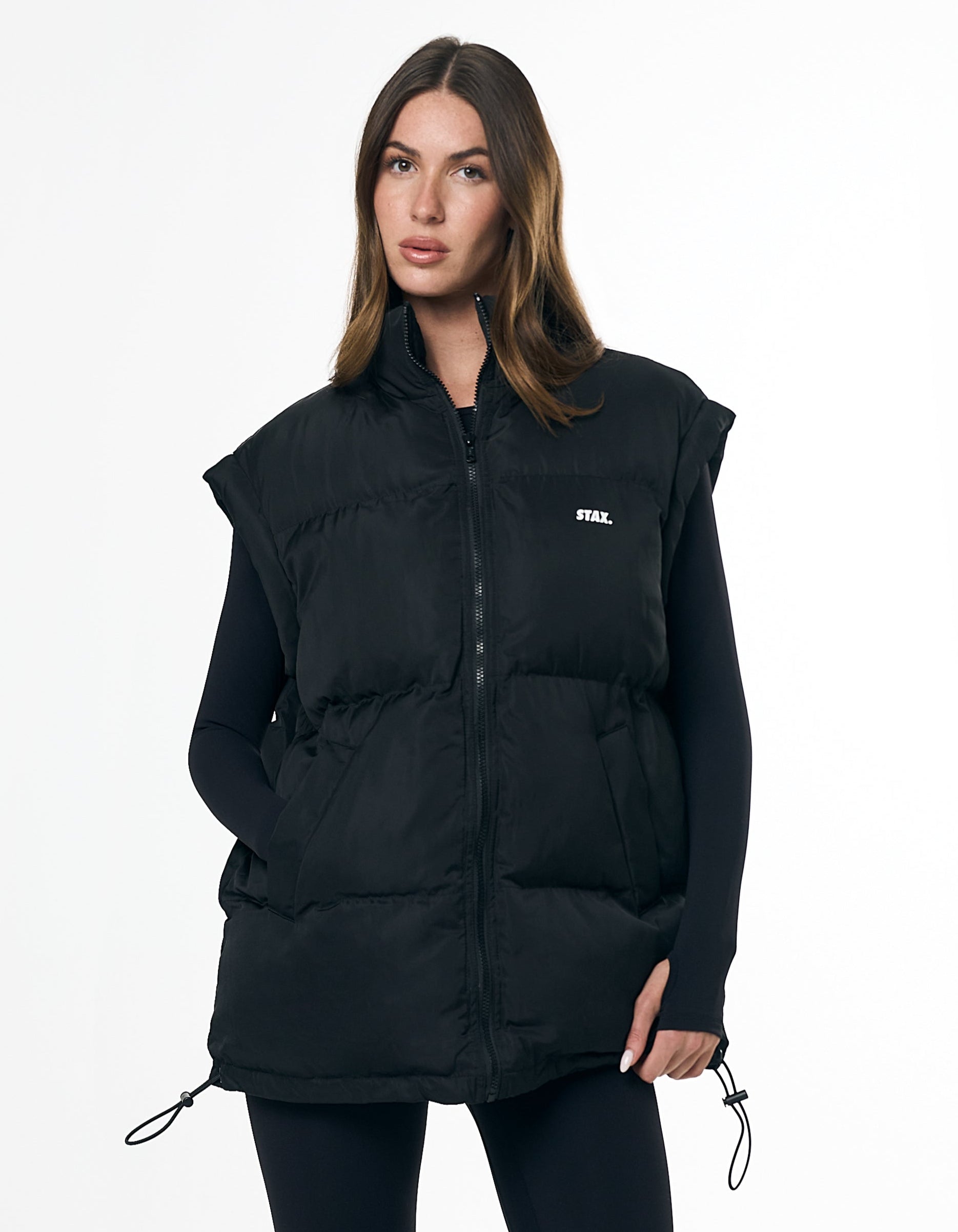 Oversized Sleeveless Puffer - Black