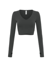 V front Cropped Long Sleeve NANDEX™ - Slate Grey