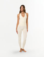 Premium Seamless Skulpt Halter Tank - Cream