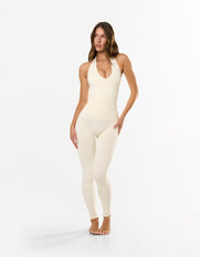 Premium Seamless Skulpt Halter Tank - Cream
