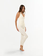 Premium Seamless Skulpt Halter Tank - Cream