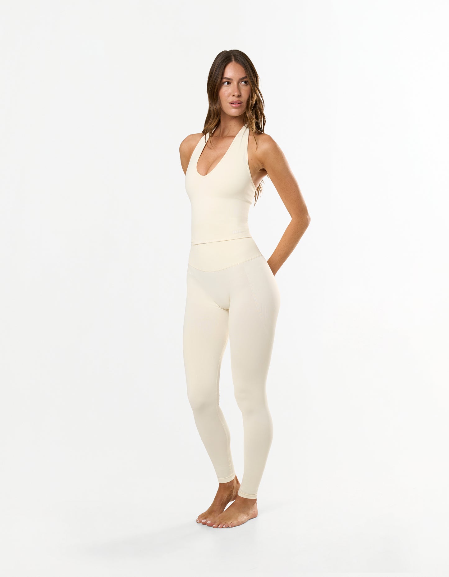 Premium Seamless Skulpt Halter Tank - Cream