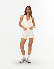 Premium Seamless Skulpt Midi Bike Shorts - Cream
