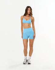 Premium Seamless Skulpt Midi Bike Shorts - Blue