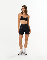 Premium Seamless Skulpt Midi Bike Shorts - Black
